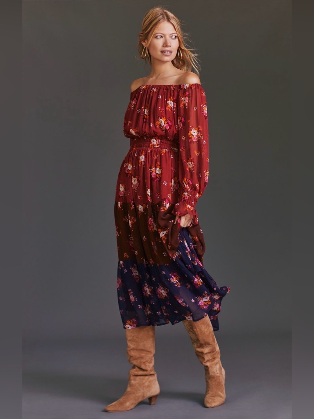 Anthropologie Off the Shoulder Dress Sz S